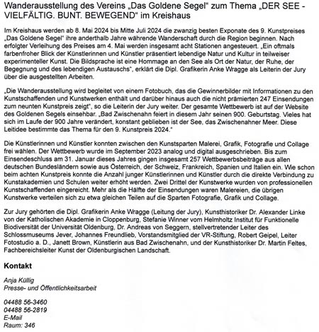Goldenes Segel Pressespiegel 