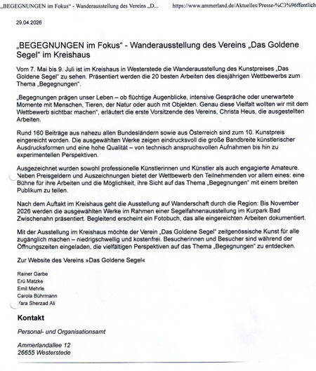 Goldenes Segel Pressespiegel 